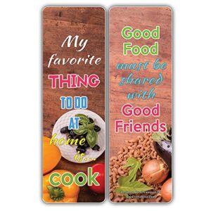 Creanoso Inspiring Sayings Food Lovers Series 2 Bookmarks (12-Pack) – Premium Gift Set – Awesome Bookmarks for Chefs, Cooks, Adult Men & Women – Six Bulk Assorted Bookmarks Designs