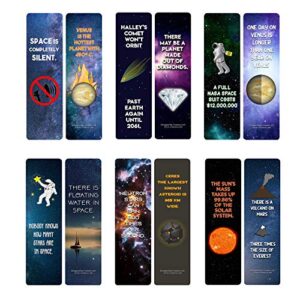 creanoso space fun facts bookmarks (30-pack) – bookmarker cards bulk set – premium gift for men & women, adults, school children– giveaway tokens gift ideas – science rewards incentives book clippers