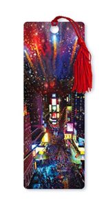 dimension 9 3d lenticular bookmark with tassel, times square christmas, winter in new york city series (lbm084)