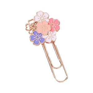 1/2/4 pcs cherry blossom paper clips, cute colorful sakura paperclip sakura shaped bookmark metal flower book markers, floral paperclips for book lover librarian readers