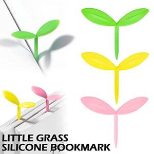 CZQIKEDA Sprout Little Green Bookmarks,Mini Green Silicone Grass Buds Bookmarks,Creative Sprouting Leaf Shape Bookmark for Bookworm Book Lovers Reading