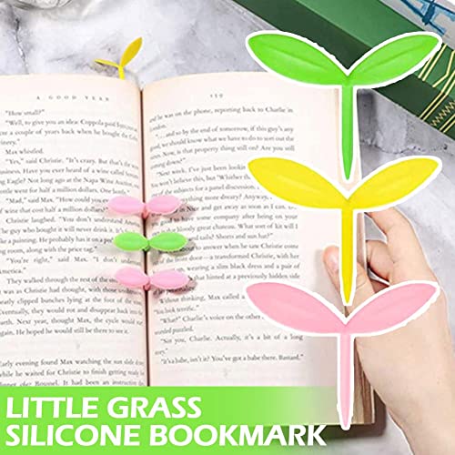 CZQIKEDA Sprout Little Green Bookmarks,Mini Green Silicone Grass Buds Bookmarks,Creative Sprouting Leaf Shape Bookmark for Bookworm Book Lovers Reading