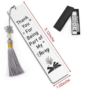 Ptzizi Thank You for Being Part of My Story, Metal Engraved Bookmark with Tassel for Friends Teachers Students Book Lovers Retirement Graduation Christmas Anniversary Birthday Gifts