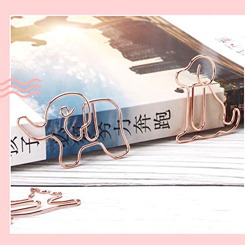 Cucumis 20 Pcs Creative Animal Paper Clips Rose Gold Decoration Bookmark Bill Organization Reading School Supplies (Elephant -20piece)