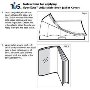 The Library Store Open Edge Adjustable Book Jacket Covers Without Tab 12 inches H x 25 1/2 inches L 50 per Box