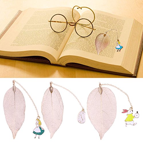 CHBC Handmade Lovely Metal Leaf Book Reading Student Stationery Cute Cartoon (Alice)