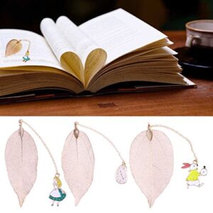 CHBC Handmade Lovely Metal Leaf Book Reading Student Stationery Cute Cartoon (Alice)