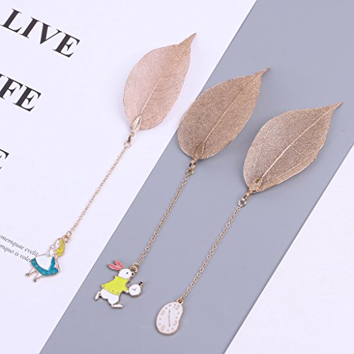 CHBC Handmade Lovely Metal Leaf Book Reading Student Stationery Cute Cartoon (Alice)