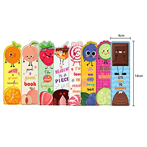 AUXHCYL 54pcs Bookmarks for Kids,Scented Bookmark Fruit Scratch and Sniff Bookmarks Colorful Book Marks Fruit Bookmarks 27 Styles for Students Reader