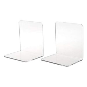 2Pcs Clear Acrylic Bookends L-Shaped Desk Organizer Desktop Book Holder School Stationery Office Accessories