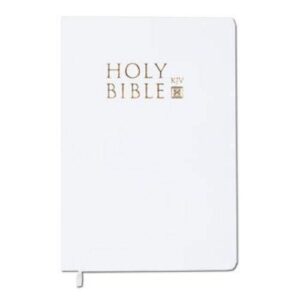 king james version holy bible with white leatherette cover