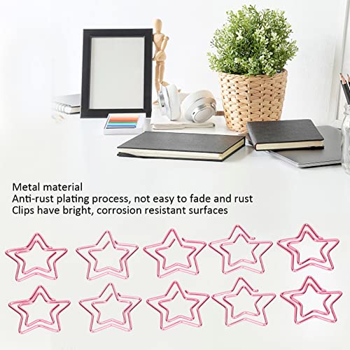 100Pcs Multifunctional Document Clip Cute Pink Star Shape Corner Clips Bookmark Metallic Paper Clips Page Markers Clips Bookmark Fixing Tool for Office