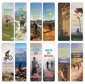 creanoso biking hobby quote sayings bookmarks (30-pack) – stocking stuffers gift for cyclists, men, women, adults – cool bookmarker gift tokens collection set – page clip – employee rewards