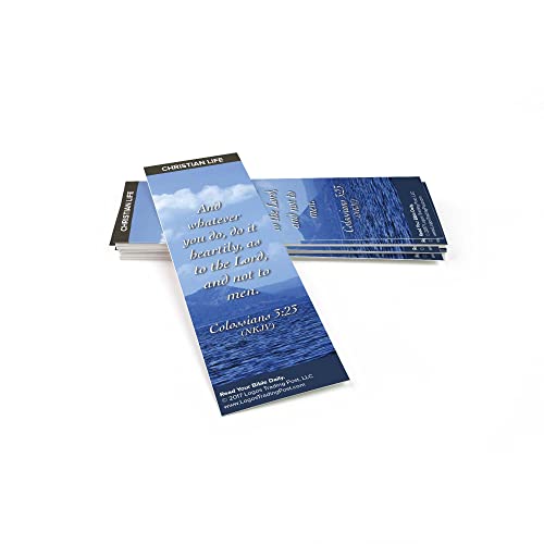 Christian Bookmark with Bible Verse, Pack of 25, Christian Life Themed, And Whatever You Do, Do It Heartily, Colossians 3:23-24