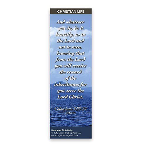 Christian Bookmark with Bible Verse, Pack of 25, Christian Life Themed, And Whatever You Do, Do It Heartily, Colossians 3:23-24