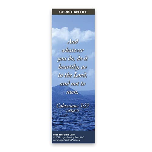 Christian Bookmark with Bible Verse, Pack of 25, Christian Life Themed, And Whatever You Do, Do It Heartily, Colossians 3:23-24