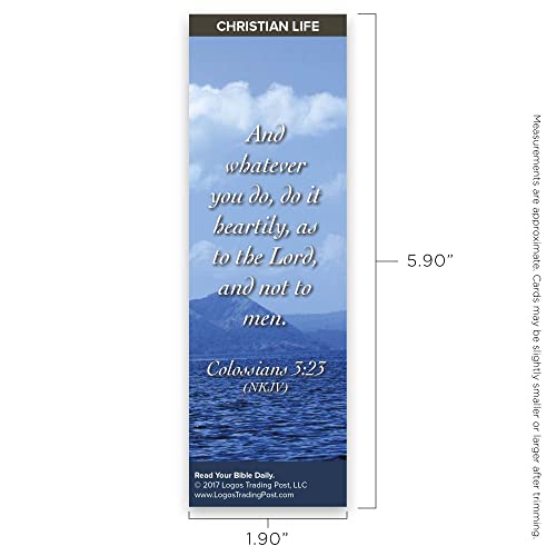 Christian Bookmark with Bible Verse, Pack of 25, Christian Life Themed, And Whatever You Do, Do It Heartily, Colossians 3:23-24