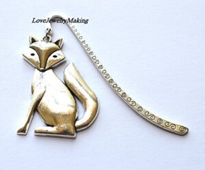 fox bookmark, silver bookmark,metal bookmark, bookmarker, planner bookmark, charm bookmark, fox pendant, gift for her