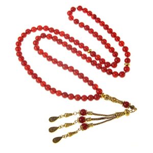 zygc red agate muslim islamic bead necklace 99 beads