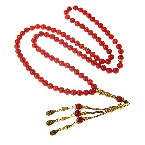 zygc Red Agate Muslim Islamic bead Necklace 99 Beads