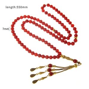 zygc Red Agate Muslim Islamic bead Necklace 99 Beads