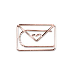 seosto 100 pcs envelope paper clips, cute bookmark marker clips, rose gold paper clips for office school home