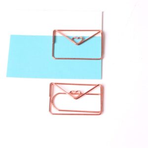 seOSTO 100 Pcs Envelope Paper Clips, Cute Bookmark Marker Clips, Rose Gold Paper Clips for Office School Home