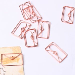 seOSTO 100 Pcs Envelope Paper Clips, Cute Bookmark Marker Clips, Rose Gold Paper Clips for Office School Home