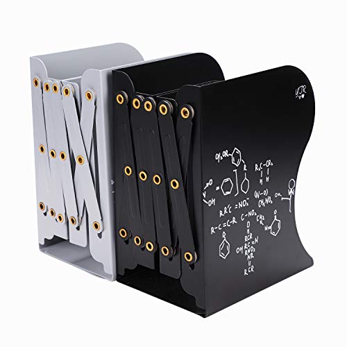 Expandable Bookends Adjustable Metal Bookcase Non-Skid Book Stand Holder Heavy Duty Book Storage Rack Split-up Book Shelf School Desktop Organizer for Magazine Textbook Album