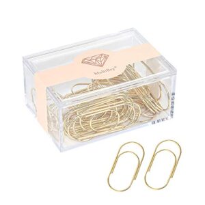 multibey large paper clips rose gold jumbo size paperclips bookmark reusable metal bright for home office school 30pcs/box (gold)