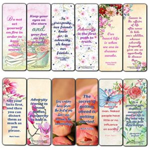 creanoso inspirational sayings with colorful floral theme bookmarks (60-pack) – inspirational quote sayings bookmarker cards – premium gift for men & women, adults, teens – employee rewards gifts