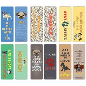 creanoso inspiring dog lover bookmark gifts for owners (60-pack) – six assorted quality dog themed bookmarks bulk set – premium gift for dog pet owners lovers