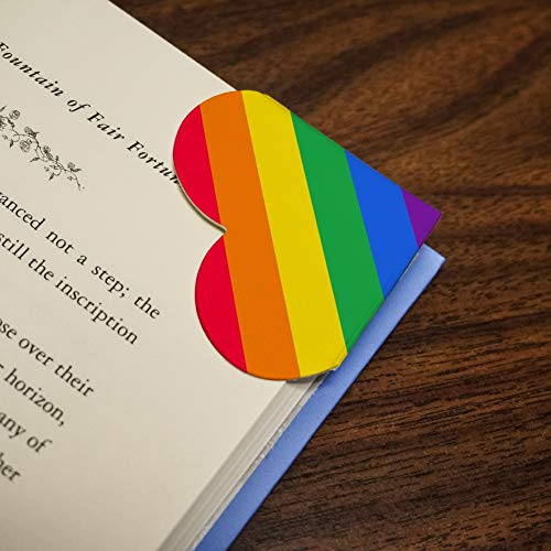 Rainbow Pride Gay Lesbian Contemporary Heart Faux Leather Bookmark - Set of 2