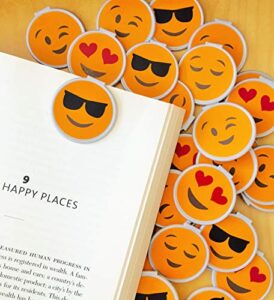 emoticon clip over the page bookmarks – 36 bulk bookmarks for kids girl’s boys- school student incentives – library incentives – reading incentives – party favor prizes – classroom reading awards!