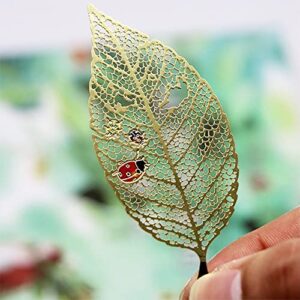 Two Piece Leaf fine Veins Metal Hollowed Out Bookmarks, Lovely Bookmarks Suitable for Readers, Students