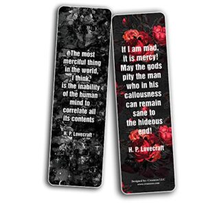 Creanoso Cthulhu H P Lovecraft Bookmark Cards (12-Pack) - Unique Teacher Stocking Stuffers Gifts for Boys, Girls, Kids, Teens, Students - Book Reading Clippers