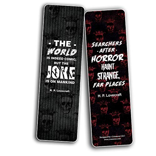 Creanoso Cthulhu H P Lovecraft Bookmark Cards (12-Pack) - Unique Teacher Stocking Stuffers Gifts for Boys, Girls, Kids, Teens, Students - Book Reading Clippers