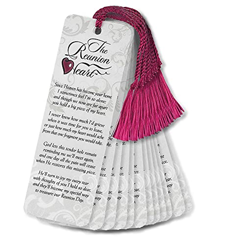 The Reunion Heart Memorial Damask Ivory Cardstock Tassel Bookmarks, Pack of 12