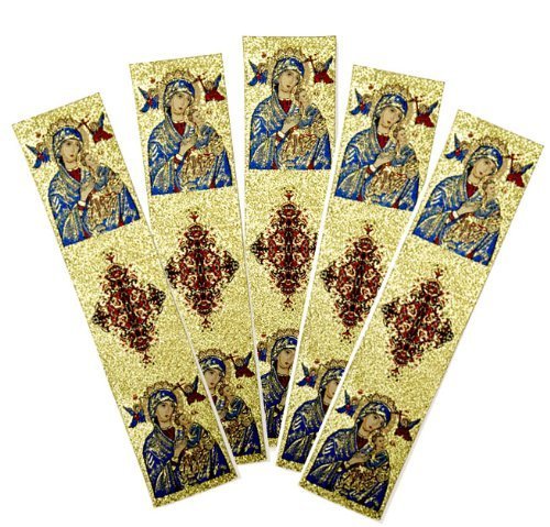 Set of 5 Tapestry Religious Bookmark Madonna and Child Perpetual Help Icon 9 Inch