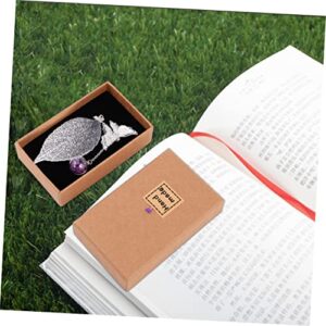 STOBOK Boxed Ball Use Silver Leaf Eternal Unique Book Reader Favor with Beads Purple and School Butterfly Stationery Glass Pendant Shop Kid Home Markers Office Party Shape Handmade Page