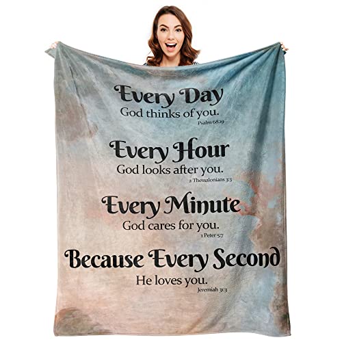 Bible Verse with Inspirational Thoughts and Prayers Religious Blanket Ultra-Soft Lightweight Comfortable Flannel Throws for Couch Bed Sofa