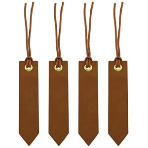 leather bookmark zzlzx 4pcs brown leather handmade reading page markers for book, perfect gift for reader writers, leather book marks