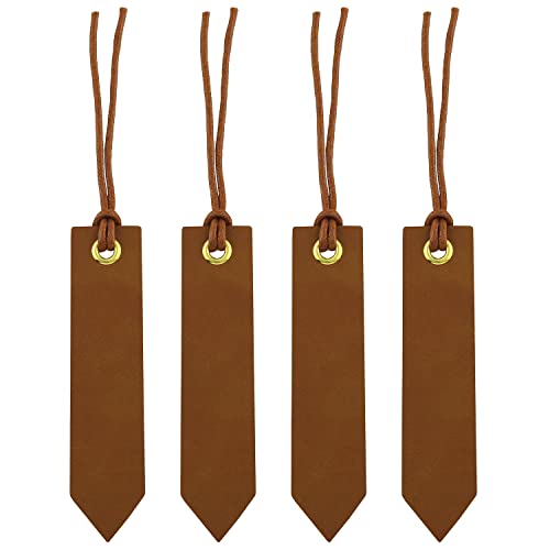 Leather Bookmark ZZLZX 4PCS Brown Leather Handmade Reading Page Markers for Book, Perfect Gift for Reader Writers, Leather Book Marks