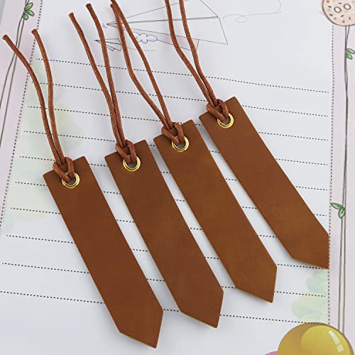 Leather Bookmark ZZLZX 4PCS Brown Leather Handmade Reading Page Markers for Book, Perfect Gift for Reader Writers, Leather Book Marks