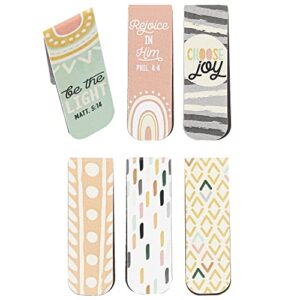 salt & light, geo pattern magnetic bookmarks, 1 each of 6 designs, 4 3/4 x 2 inches each
