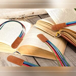 10 Pieces Christian Leather Bookmark Gifts Bible Bookmark Bible Verse Inspirational Bookmarks Artificial Leather Multi Page Marker with 5 Colorful Ribbons for Men Women Book Lovers Readers