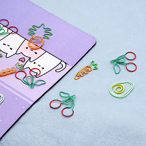 Cualque 25Pcs Fruits Paper Clips Bookmark Carrot Cherry Avocado Strawberry Pineapple Metal Bookmarks for Kids Students School Office Home