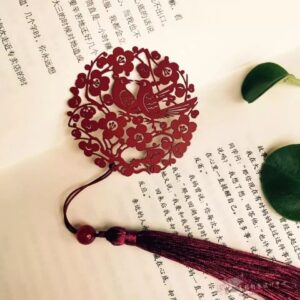 love bird bookmark with tassel, chinese culture, red