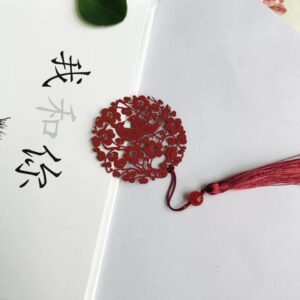 Love Bird Bookmark with Tassel, Chinese Culture, Red