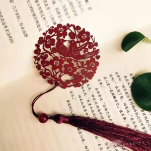 Love Bird Bookmark with Tassel, Chinese Culture, Red